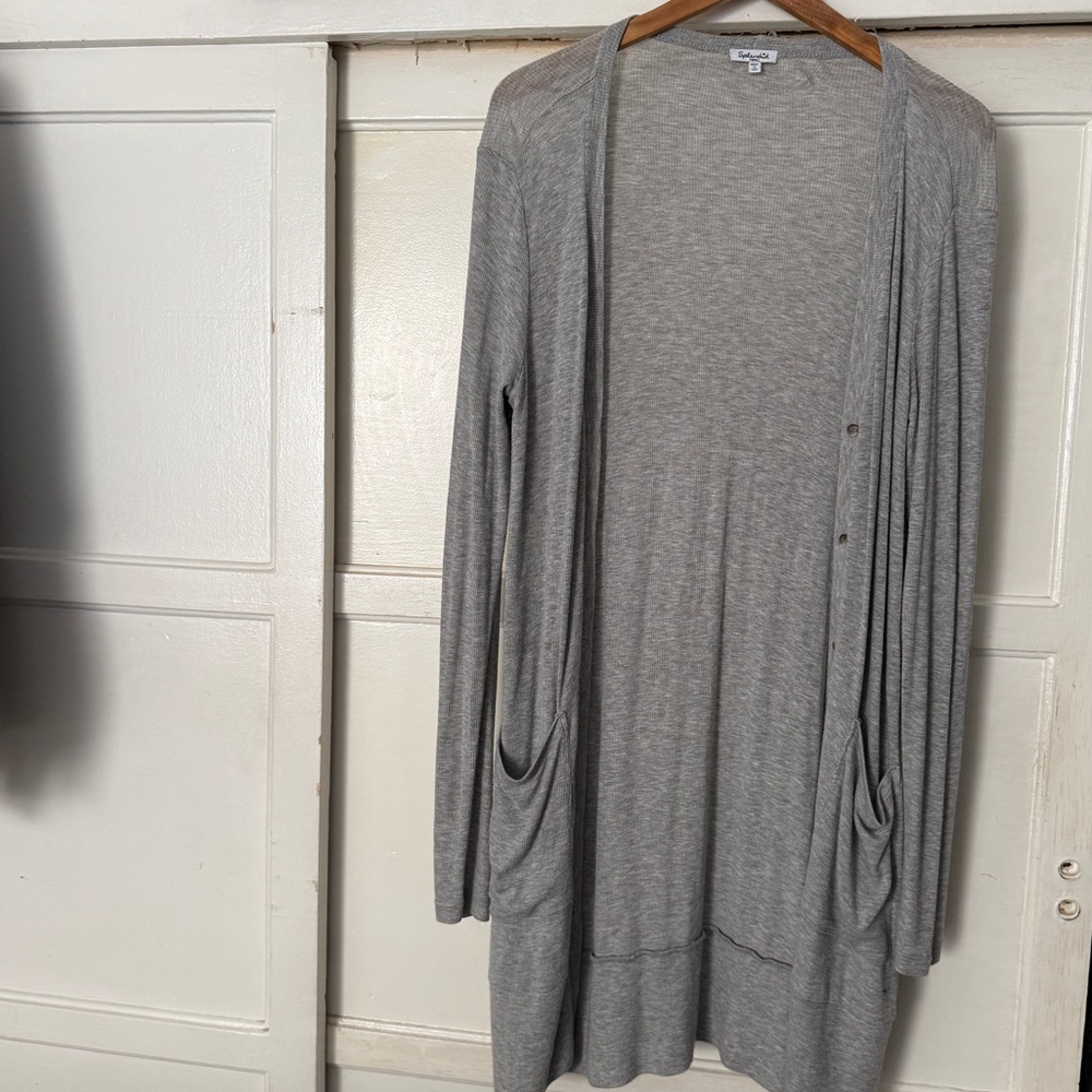 Splendid Light Gray Ribbed Knit Top